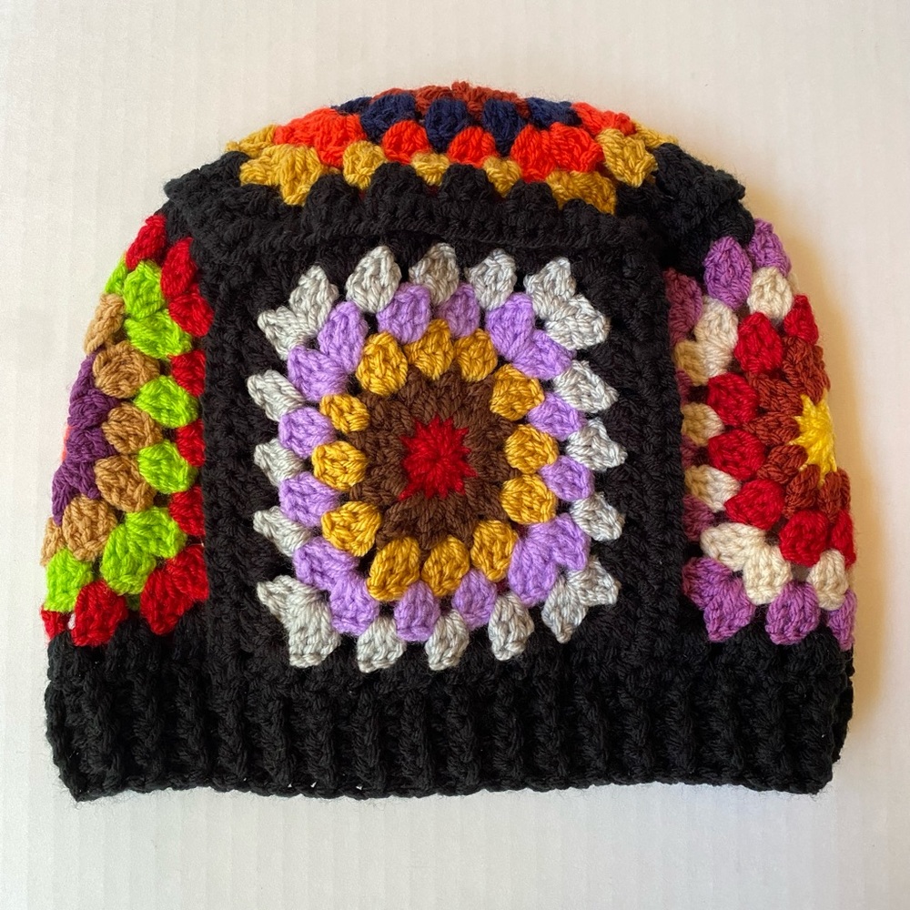 Colorful Handmade Crochet Beanie Hat/Granny Square - Picture 4 of 8